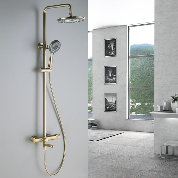 Classic Wall Mounted Brushed Gold Complete Shower System - Modland