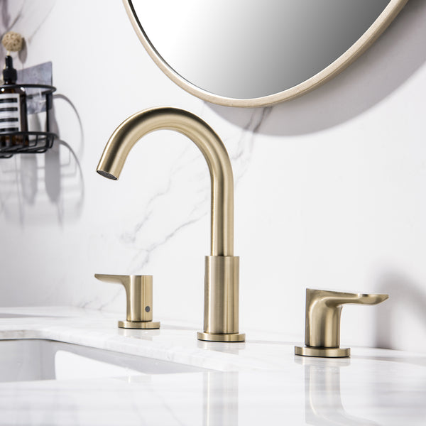 Deck Mounted Dual Handles High-Arc Widespread Bathroom Faucet - Modland