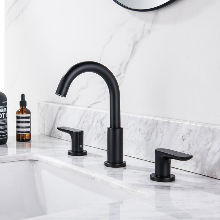 Deck Mounted Dual Handles High-Arc Widespread Bathroom Faucet - Modland