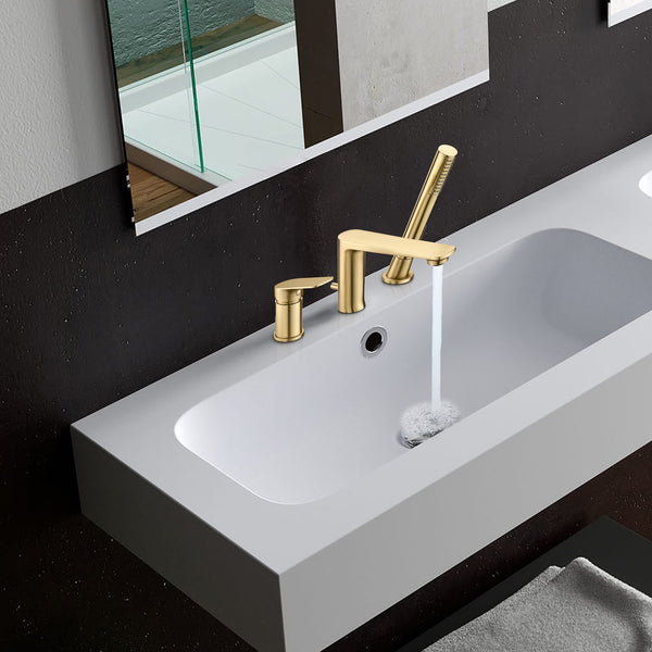 Deck Mounted Luxury Roman Tub Faucet Set With Handshower And Tub Spout - Modland