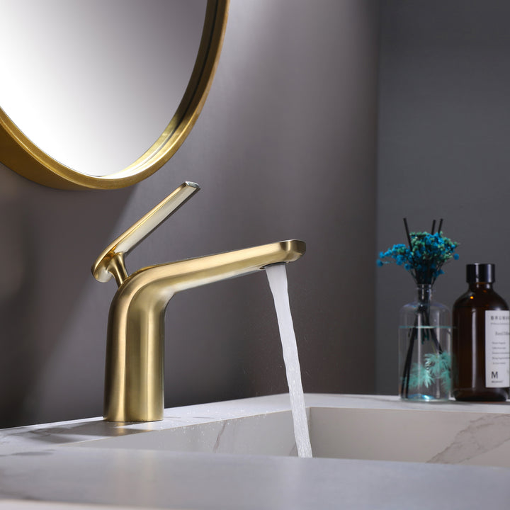Deck Mounted Single Hole Bathroom Faucet Gold/Black Available - Modland