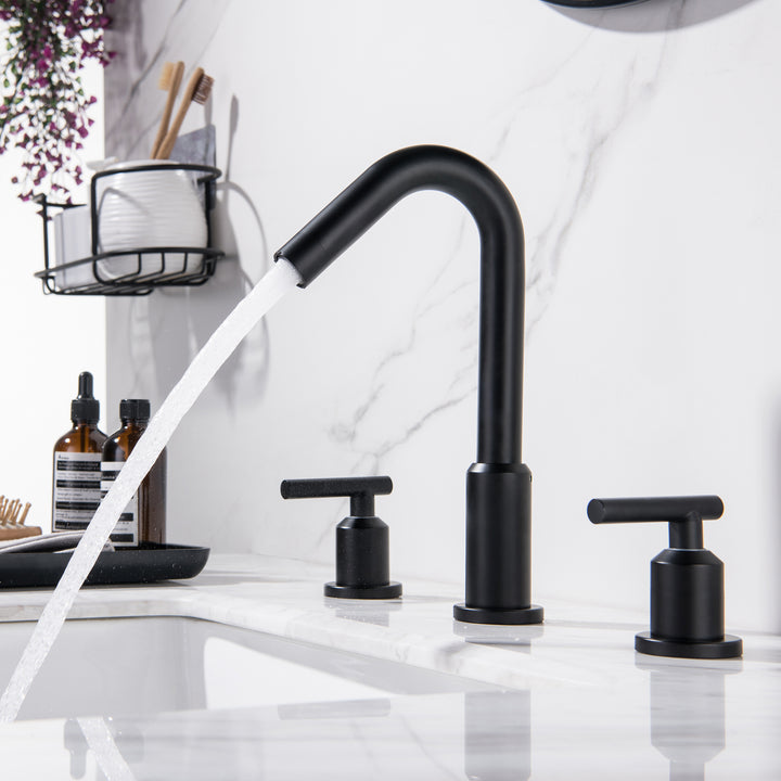 Deck Mounted Dual Handles High-Arc Widespread Bathroom Faucet - Modland