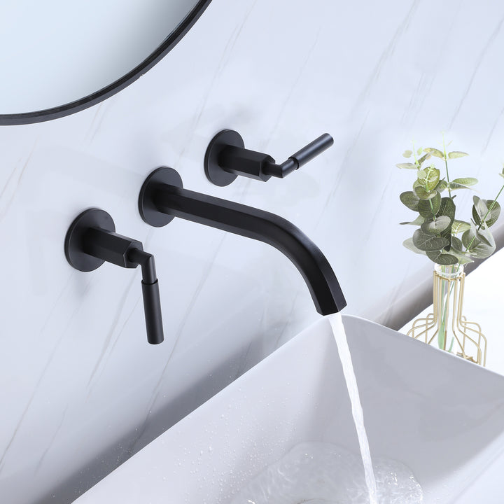 Dual-Handle Wall-Mount Sink Faucet for Stylish Elegance - Modland