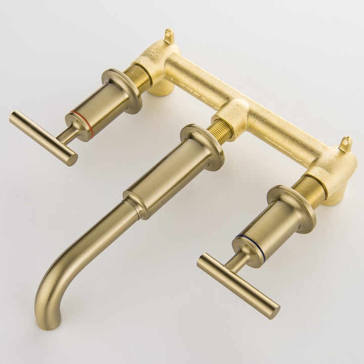 Luxury Dual Handle Wall Mounted Bathroom Faucet Gold/Black - Modland