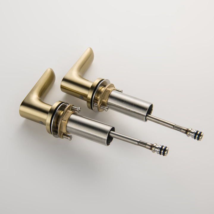 Deck Mounted Dual Handles High-Arc Widespread Bathroom Faucet - Modland