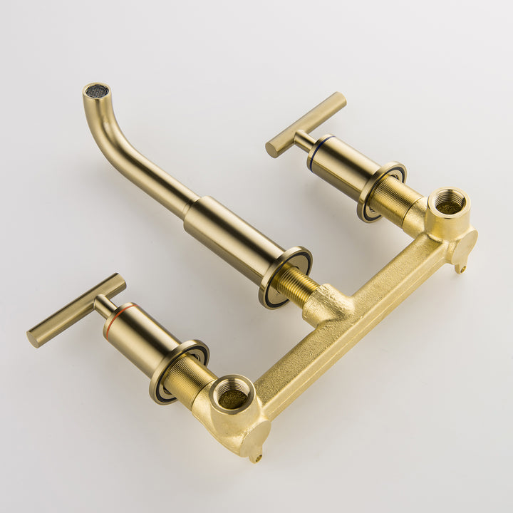 Luxury Dual Handle Wall Mounted Bathroom Faucet Gold/Black - Modland