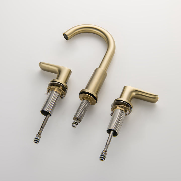 Deck Mounted Dual Handles High-Arc Widespread Bathroom Faucet - Modland