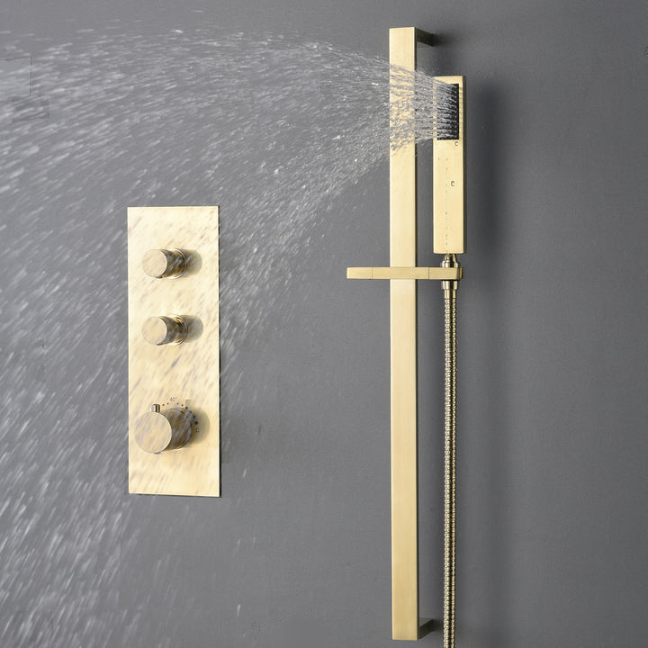 Thermostatic Rain Shower System with Hand Shower-Includes Rough-in Valve - Modland