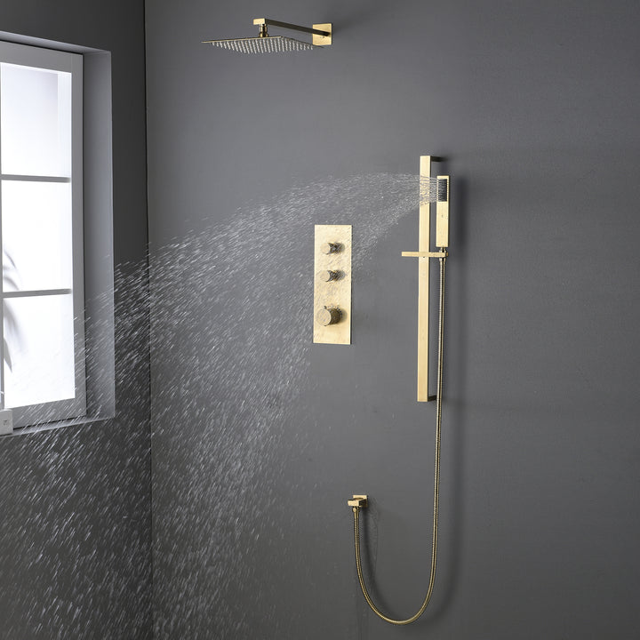 Thermostatic Rain Shower System with Hand Shower-Includes Rough-in Valve - Modland