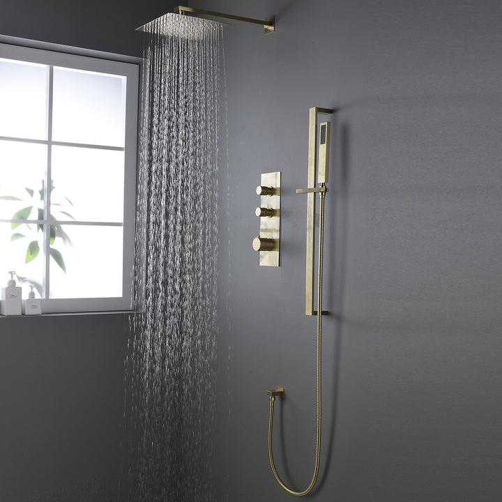 Thermostatic Rain Shower System with Hand Shower-Includes Rough-in Valve - Modland