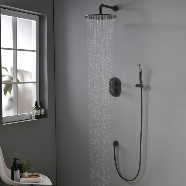 Thermostatic Rainfall Shower System with Hand Shower & Built-In Rough-in Valve - Modland
