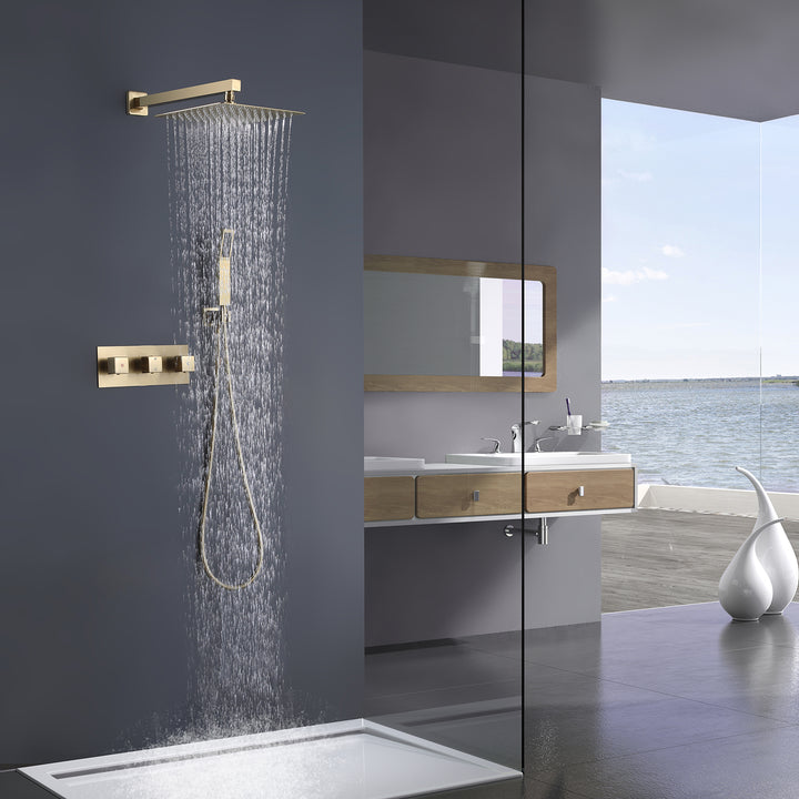 Wall-Mounted Rain Shower System with Convenient Hand Shower - Modland