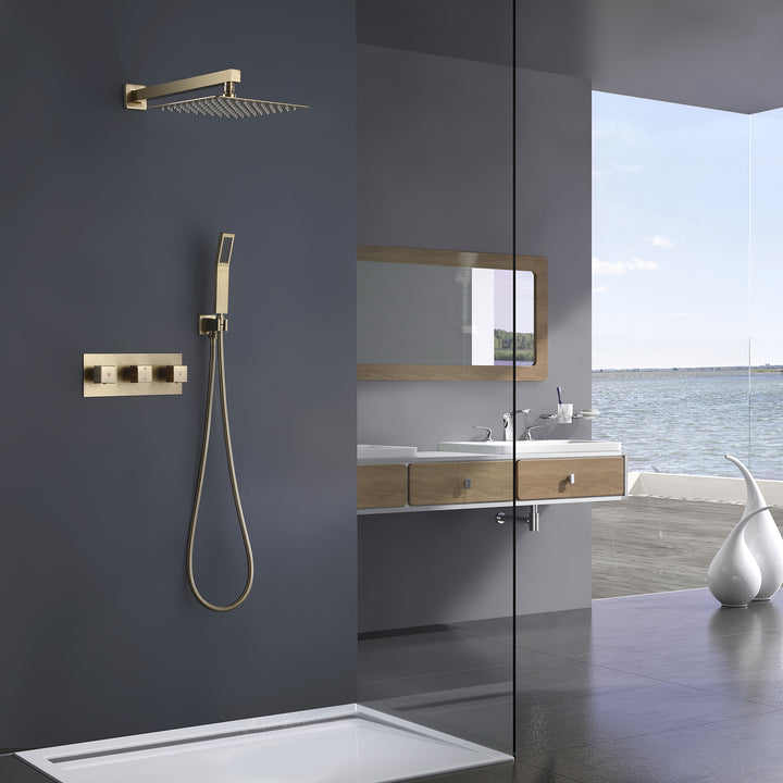Wall-Mounted Rain Shower System with Convenient Hand Shower - Modland