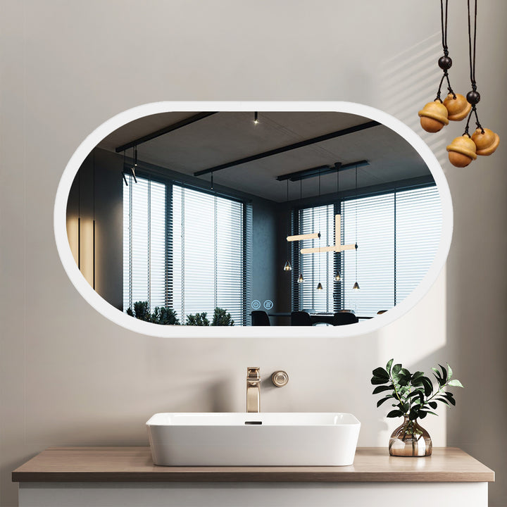 24 x 40 Anti-Fog Dimmable LED Oval Frameless Vanity Backlit Mirror – Modland