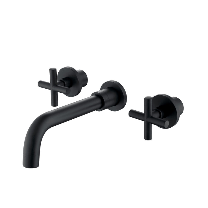 Dual-Handle Wall-Mounted Bathroom Sink Faucet with Three Holes - Modland