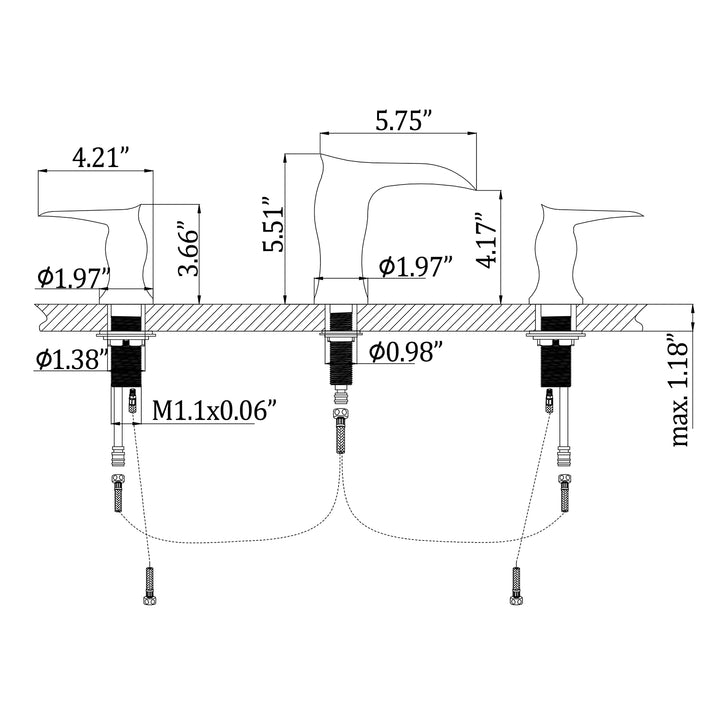 Deck Mounted Widespread Dual Handles Bathroom Faucet - Modland