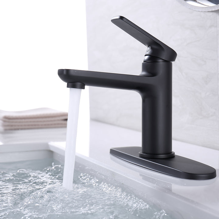 Sleek and Stylish: Matte Black Single Hole Bathroom Faucet - Modland