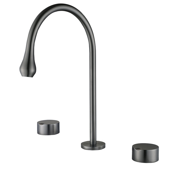Deck Mounted Widespread Dual Handles Bathroom Faucet