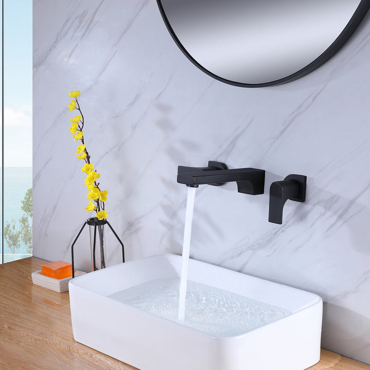 Sleek Dual-Handle Wall-Mount Bathroom Sink Faucet for Modern Elegance - Modland