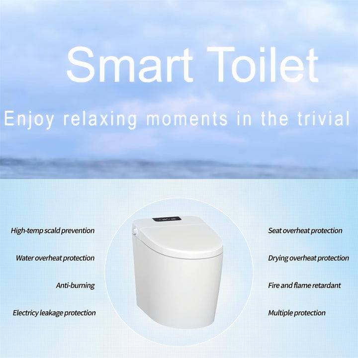 18.3''H Elongated 1-Piece 4-Way Flush and 3-Way Spray Smart Toilet with Remote and Lighted - Modland