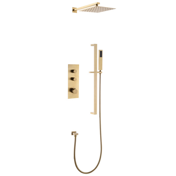 Thermostatic Rain Shower System with Hand Shower-Includes Rough-in Valve
